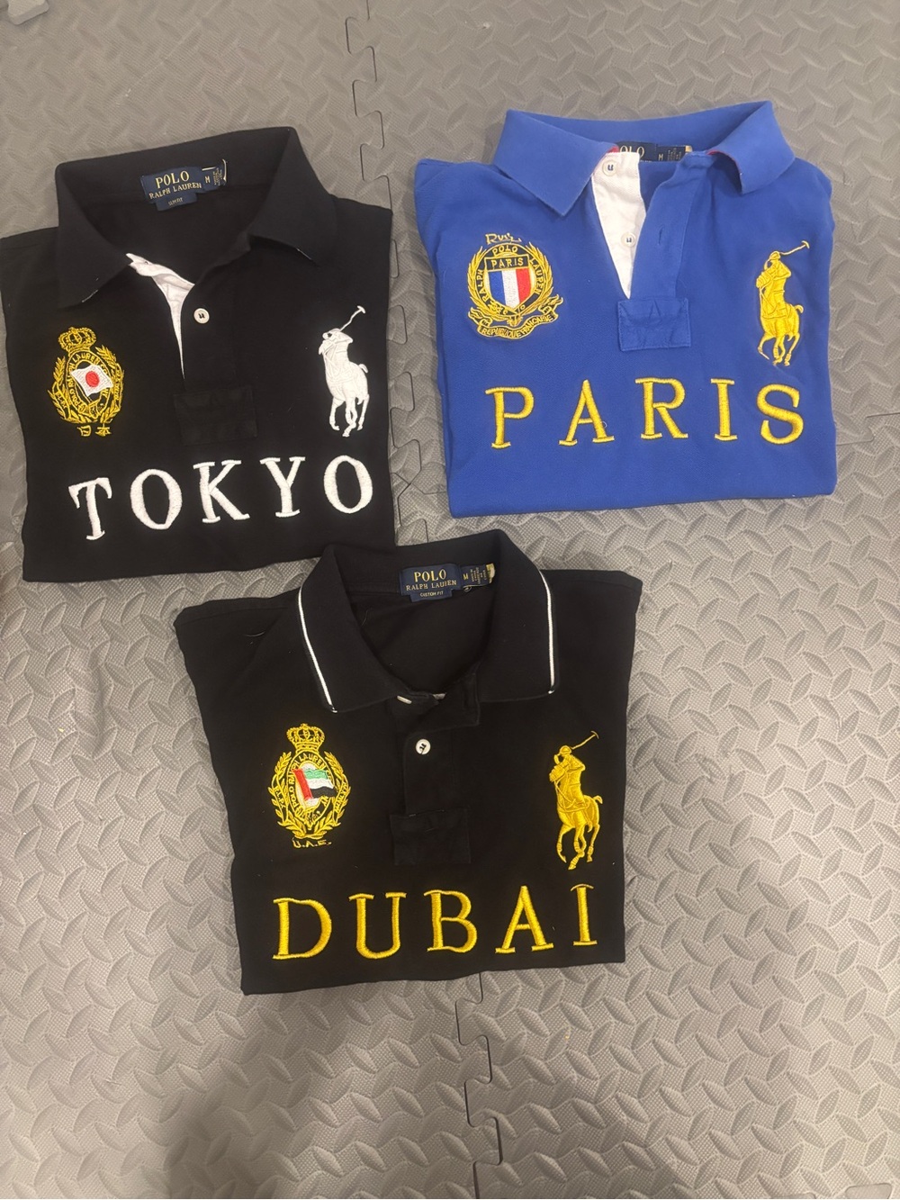 Polo by Ralph Lauren Black & Blue Embroidered City Crest Polo Trio
